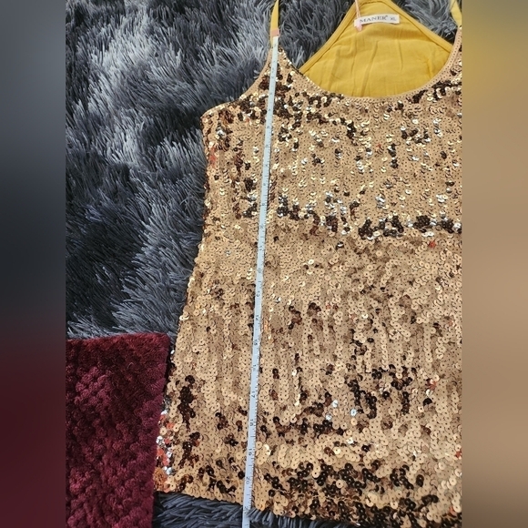 Maner womens gold sequin tank top size X-Large - Picture 8 of 9